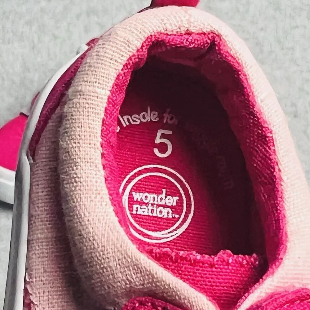 Wonder Nation Girls 5 Toddler Pink Canvas Lace Up Sneakers Casual Play Shoes
